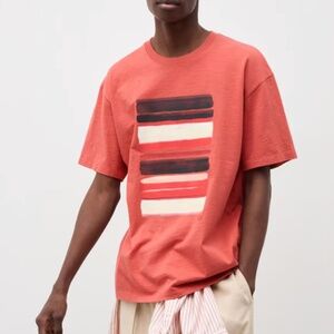 Uniqlo and JW Anderson collab red stripe short sleeves tee NWT